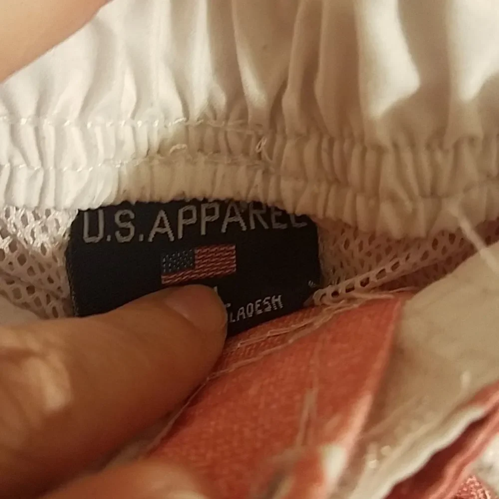U.S. Polo Assn. Men's Pink‎ White Hawaiian Mesh Lined Swim Trunks Size 2XL